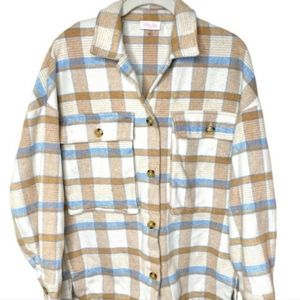 Pink Lily Plaid Shacket Warm Cozy